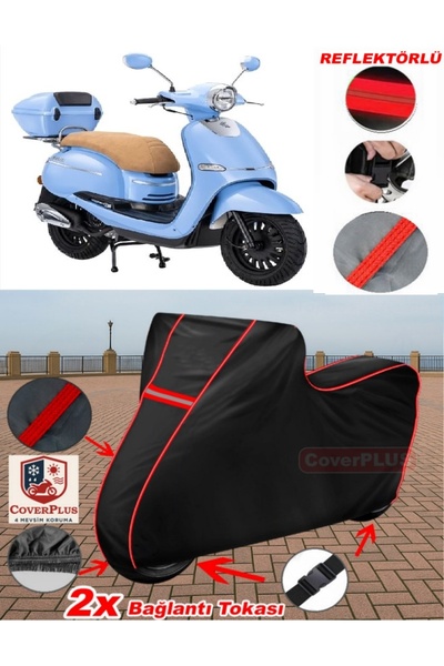 CoverPlus Kanuni Visal 125 قماش القنب الأسود للدراجات النارية قماش القنب غطاء...