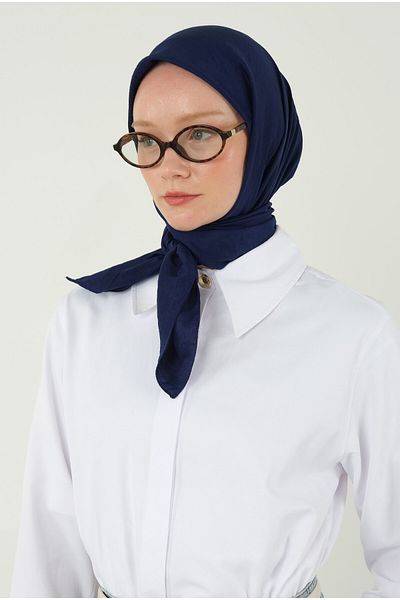 HEQA وشاح كراش ناعم باللون الأزرق الليلي