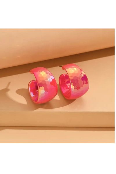 mos&more Red Sparkle Shiny Women's Hoop Earrings