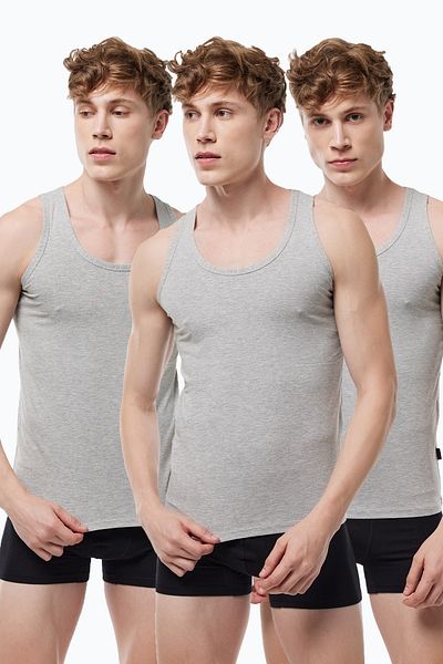 Malabadi Men's 3-Piece Gray Modal Undershirt 3m008
