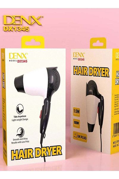 Denx مجفف شعر قابل للطي بتصميم خفيف الوزن ومحمول لتنعيم وتجفيف الشعر