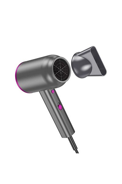 REDz Accessories Uscător de păr Hoco HP13, aer cald și rece, compact, puternic și portabil, gri/violet