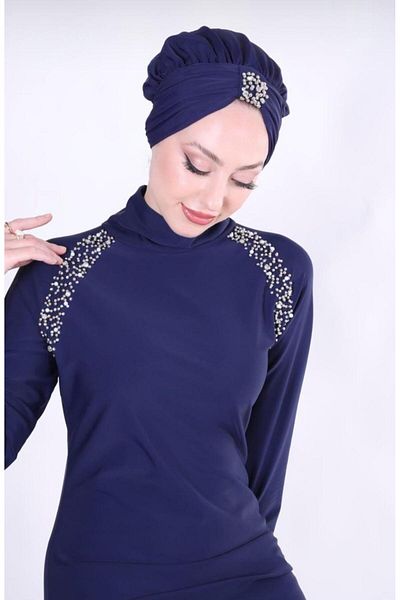 NS TASARIM MAYO Stone detailed hijab swimsuit bonnet