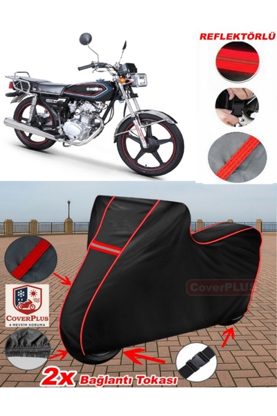 CoverPlus Kuba KM125-6 قماش مشمع أسود مشمع للدراجات النارية غطاء غطاء المحرك ...