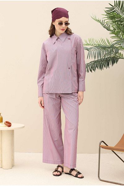 HEQA Double Breasted Placket Shirt Claret Red