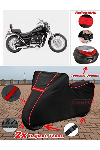 CoverPlus سوزوكي VL 600 دخيل القماش المشمع الأسود Topcase الخلفي متوافق مع ال...