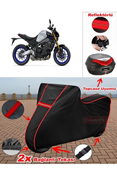 CoverPlus Yamaha MT-09 SP قماش القنب الأسود Topcase الخلفي متوافق مع القماش ا...