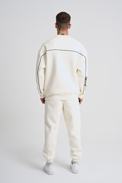 Machinist Ανδρικό κεντημένο Jogger Oversize Ecru Sweatpants