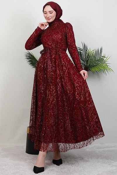 GİYZAMİLA Βραδινό φόρεμα Ayperi Hijab Claret Red
