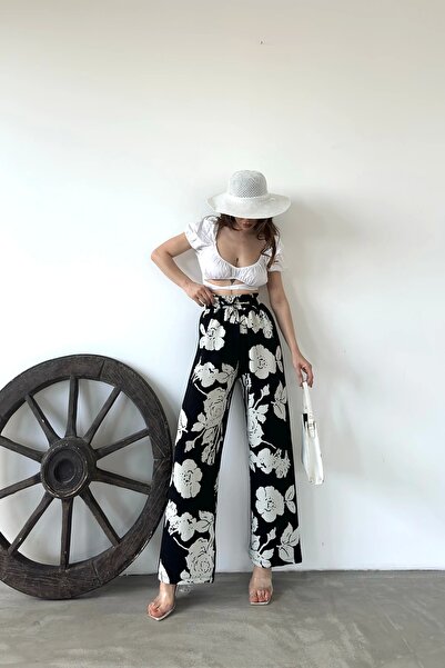TakıDolabı Patterned Elastic Waist Wrap Pants