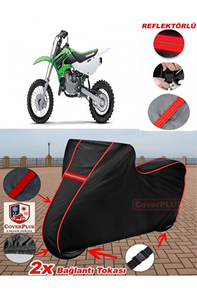 CoverPlus لـ Kawasaki KX 65 قماش القنب الأسود للدراجات النارية قماش القنب غطا...