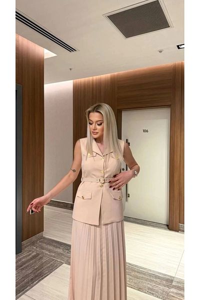 Butik Padded Vest Skirt Double Set