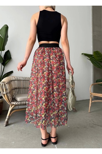 TB Terzi Bey Printed Lined Long Skirt