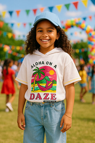 Hilal Akıncı Kids Дівчача футболка з капюшоном і принтом у вигляді грибів