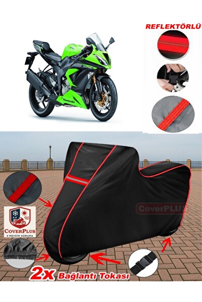 CoverPlus كاواساكي نينجا ZX-6R القماش المشمع الأسود للدراجات النارية القماش ا...