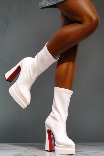 PayBuy Kadın Elegant Ayakkabı Yüksek Topuk Streç Bot Özel Tasarım Abiye Ayakkabı