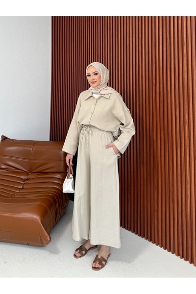 Melike Tatar Muslin Shirt Set 32-3552