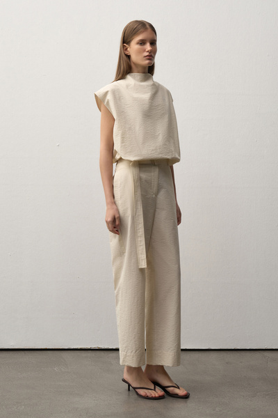 Mathilda Store Kadın Ekru Laura Kemer Detaylı Pantolon