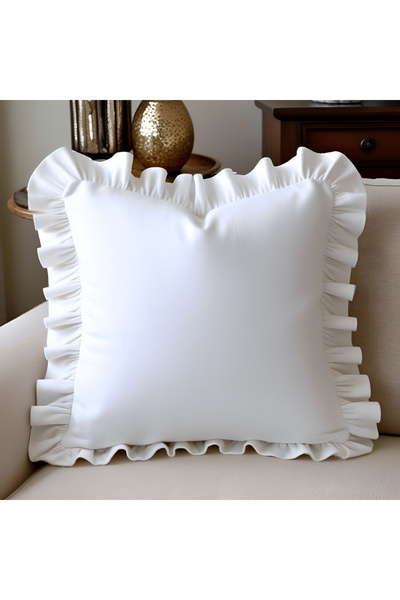 Bc Home White Country Ruffled Square Throw Pillow Cover Soft Textured Vintage...