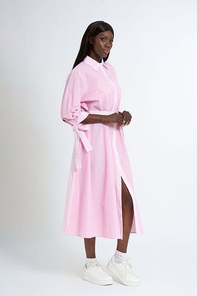 HANIQA Women's Striped Knee-Length Long Dress