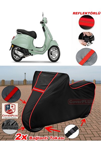 CoverPlus خيمة غطاء محرك السيارة من القماش المشمع باللون الأسود لفيسبا بريماف...