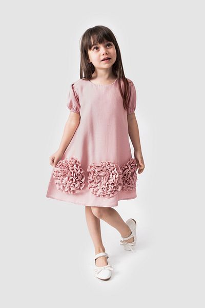 Acabella Girl's Balloon Patterned Pearl Dress