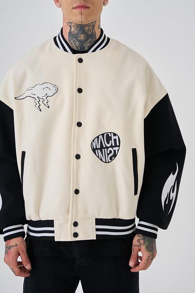 Machinist Men's Cloud Oversize Ecru Bomber Jacket