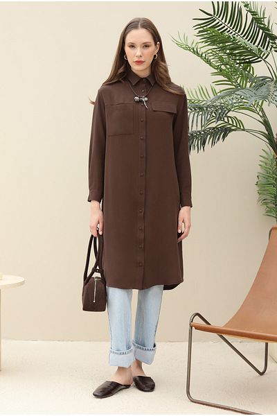 HEQA Robadan Pocketed Shirt Bitter Brown