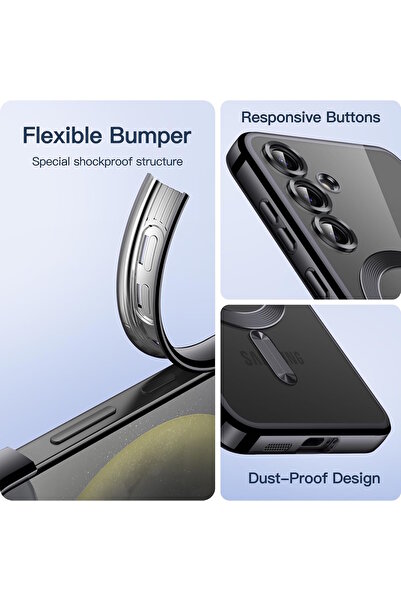 m.tk moveteck Samsung Galaxy A56 Kılıf Magsafe Wirelles Şarj Destekli Parlak Renkli Kenarlı Arkası Şeffaf Silikon