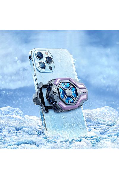 REDz Accessories HOCO GM26 Phone Cooler, Fast Cooling, 3 Cooling Speeds, Temperature Display, Purple-Black