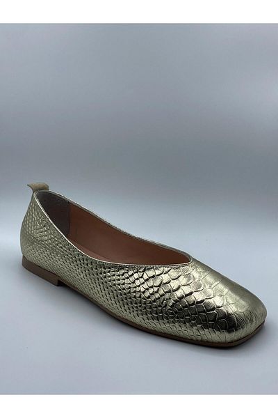 NEWGÜLTEKİN Genuine Leather Women's Snake Printed Gold Boots