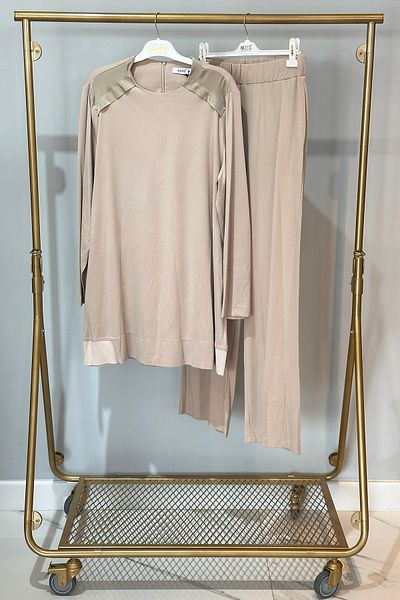 Nuss Modal Combed Cotton Trouser Suit 1038 Beige