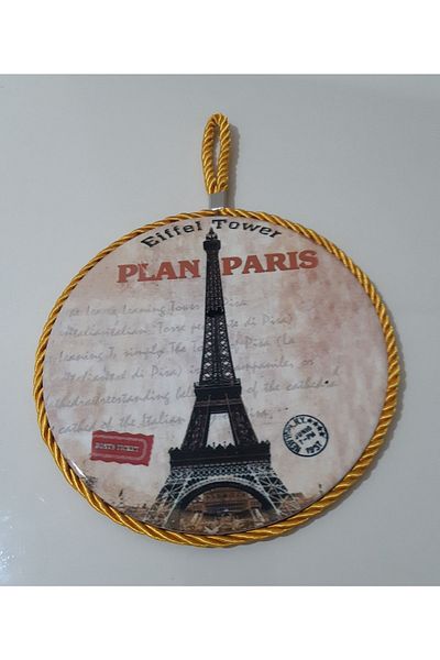 renkli çiçekler Trivet Eiffel Tower Illustrated Wooden Trivet