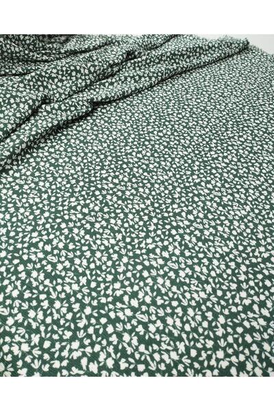 Kumaş Parça 150 cm Σκούρο Πράσινο Λευκό Floral Τζέρσεϊ - Πλάτος με Κορδόνια