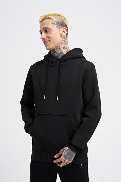 Machinist Ανδρικό κανονικό μπλουζάκι με κουκούλα σε μαύρο χρώμα