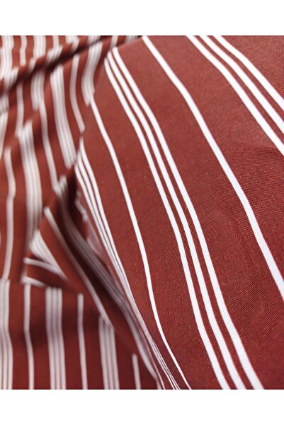 Kumaş Parça Бордо-біла смугаста бавовняна тканина - 140 см x 180 см (ширина)