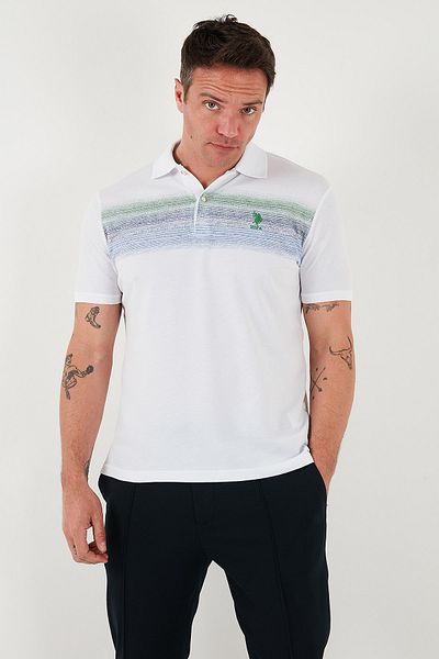 U.S. Polo Assn. U.S. Polo 100% Cotton Regular Fit Line Detailed Buttoned Polo Collar T Shirt Men's POLO COLLAR T SHIRT G0