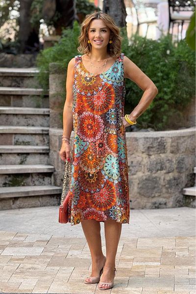 Nevin Kaya Moda Φόρεμα με πολύχρωμο σχέδιο Mandala με ΛΑΣΤΙΧΟ ΙΜΑΝΤΑ ΣΤΟΝ ΑΡΧΕΙΟ