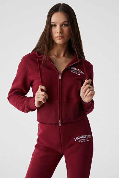 GRIMELANGE Жіночий світшот IRESSINE з капюшоном на блискавці з довгим рукавом...