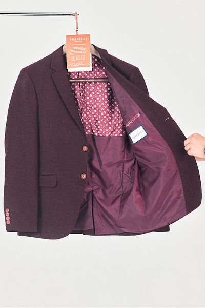 Frappoli Hrt Men's Burgundy Straw Fabric Sports Blazer Jacket (Large Size-Oversize)
