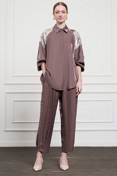 Nuss Sequin Detail Trouser Suit 1032 Brown