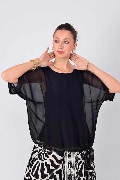 Park Moda 21993 SILK BLUZ WITH TIE DETAIL