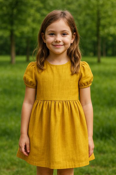 Hilal Akıncı Kids Cotton Linen Basic Dress