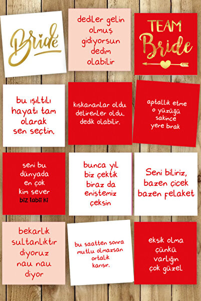 Pankart Evi Bekarlığa Veda Partisi Motto 12 Adet Eğlenceli Kartlar Bride To B...