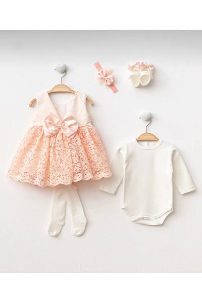 sarishco Baby Girl French Lace Bolero Newborn Dress Set - Hospital Outlet Mevlütlük Suit Boxed Product