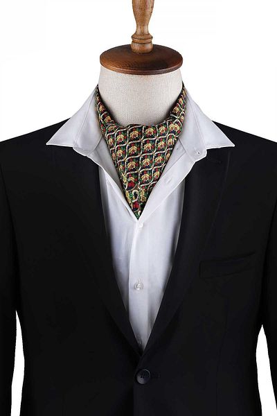 Kravatkolik Multicolored Motif Pattern Men's Ascot Scarf K643