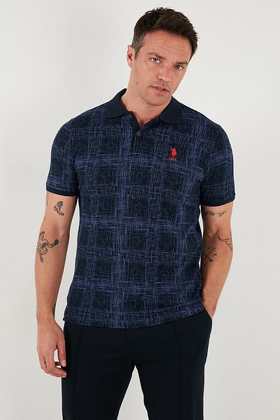 U.S. Polo Assn. U.S. Polo Check 100% Cotton Regular Fit Buttoned Polo Neck t Shirt Men's Polo Collar t Shirt G081Sz011