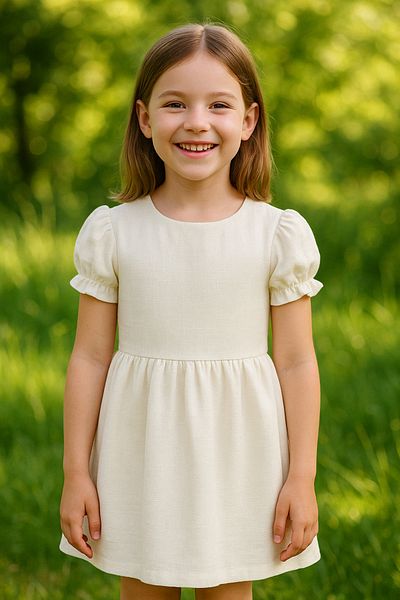Hilal Akıncı Kids Cotton Linen Basic Dress