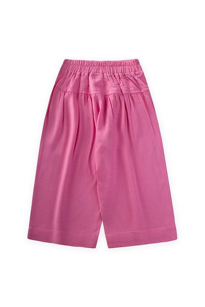 Cigit Gathered Linen Trousers with Corsage 2-7 Years Pink
