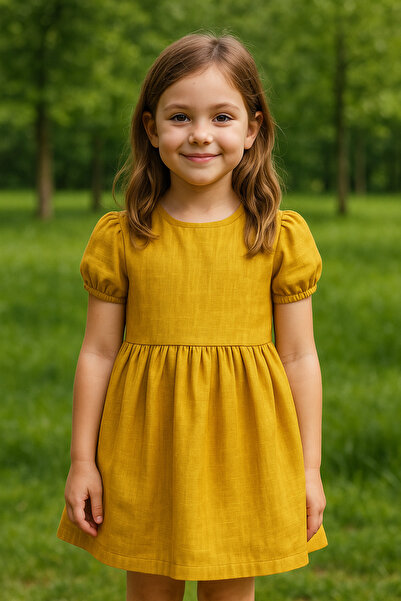 Hilal Akıncı Kids Базова рокля от памук и лен